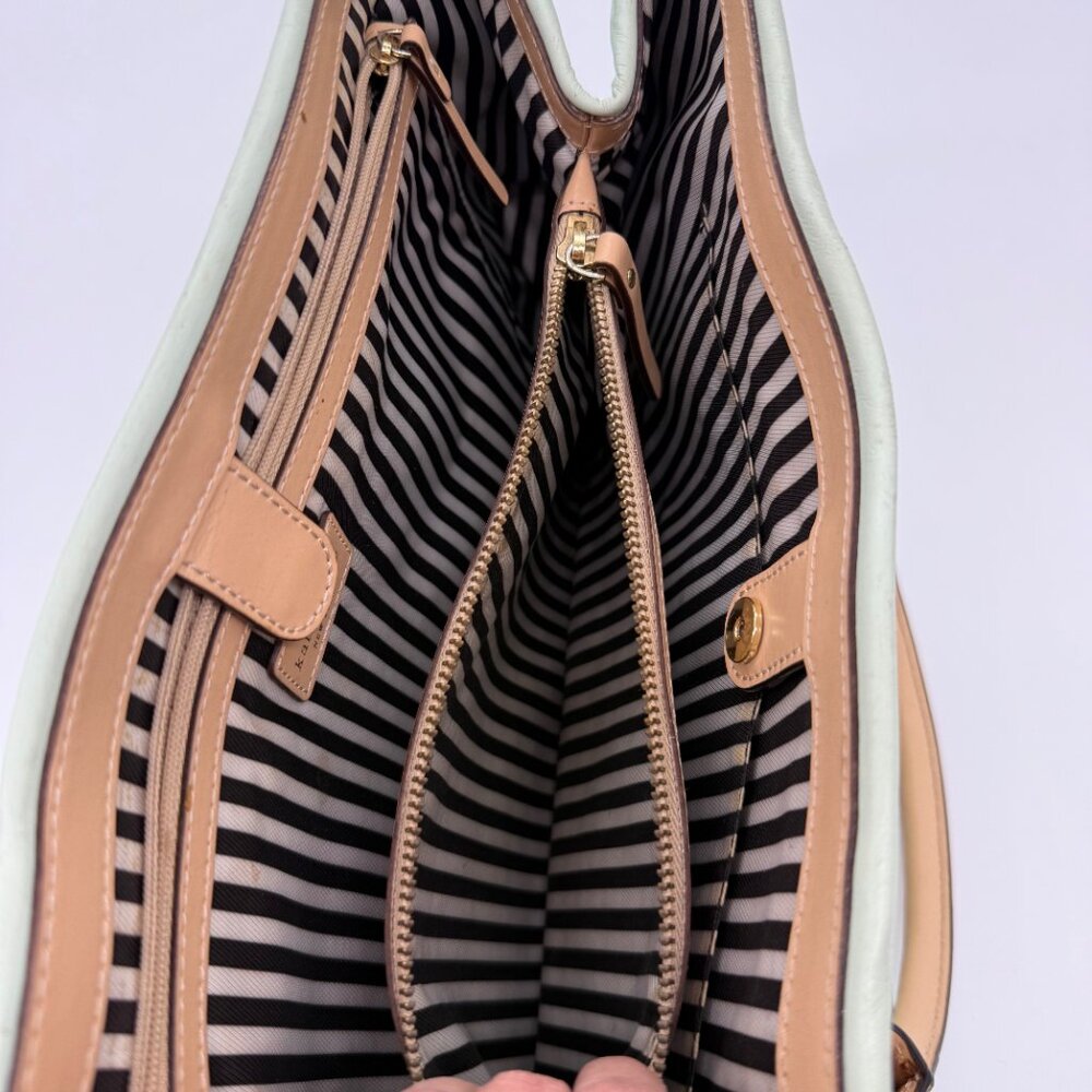Kate Spade Mint Green Shoulder Bag with Tan and Black Trim - Picture 12 of 14